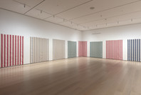 414: Daniel Buren’s Striped Cotton Fabric with vertical white and cotton bands. Ongoing.