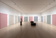 414: Daniel Buren’s Striped Cotton Fabric with vertical white and cotton bands. Ongoing.