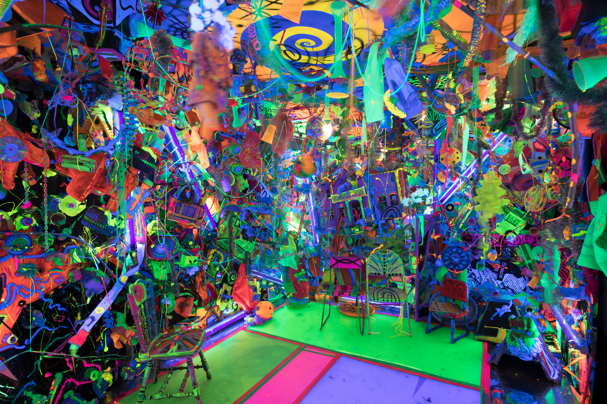 Installation view of Club 57: Film, Performance, and Art in the East Village, 1978–1983, The Museum of Modern Art, New York, October 31, 2017–April 1, 2018. Shown: Kenny Scharf. Cosmic Closet. 1980s/2017. Multimedia installation. Courtesy the artist. Photo: Robert Gerhardt
