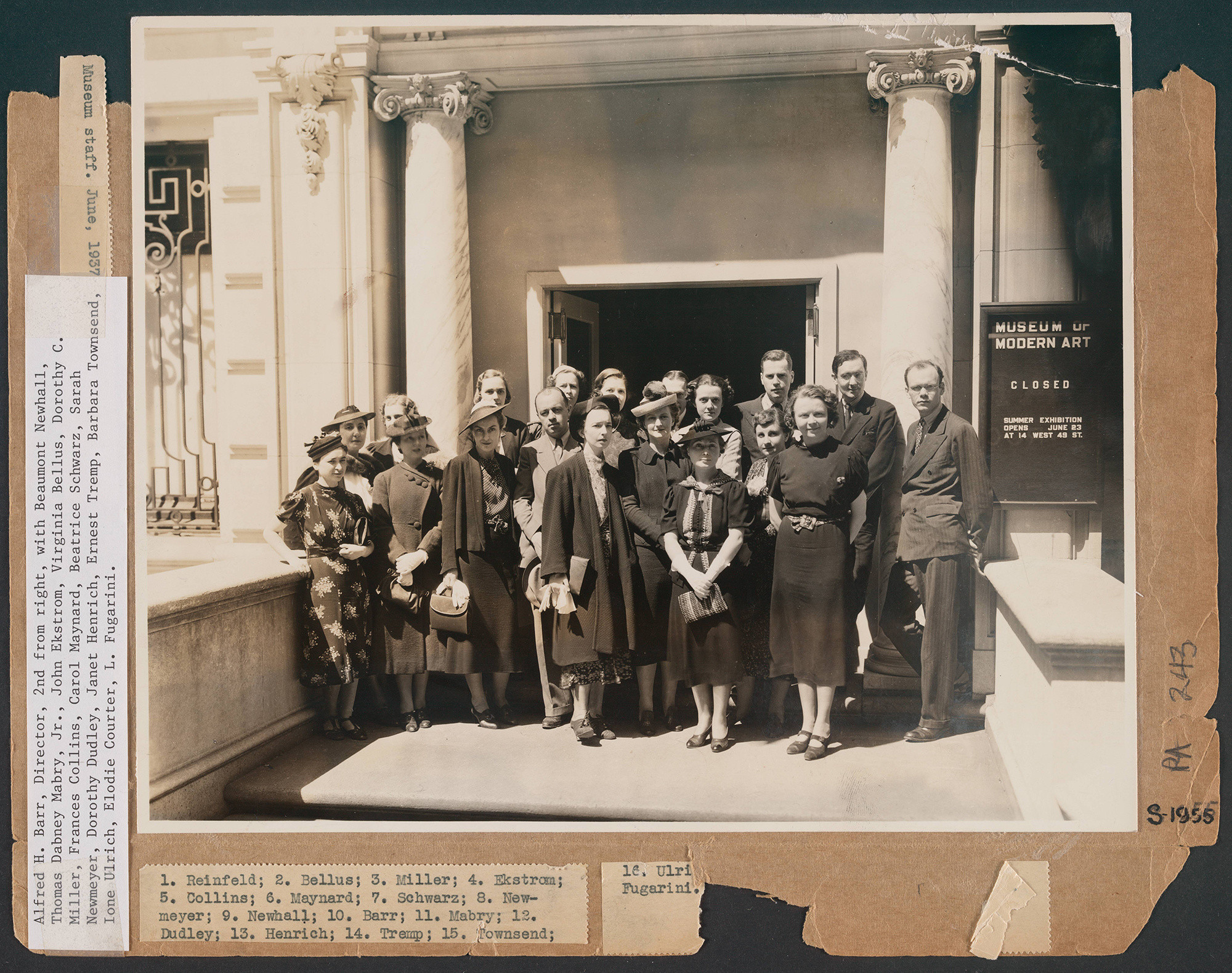 The staff of The Museum of Modern Art in front of 11 West Fifty-Third Street, 1937 The Museum of Modern Art Archives, New York. Photograph by Soichi Sunami