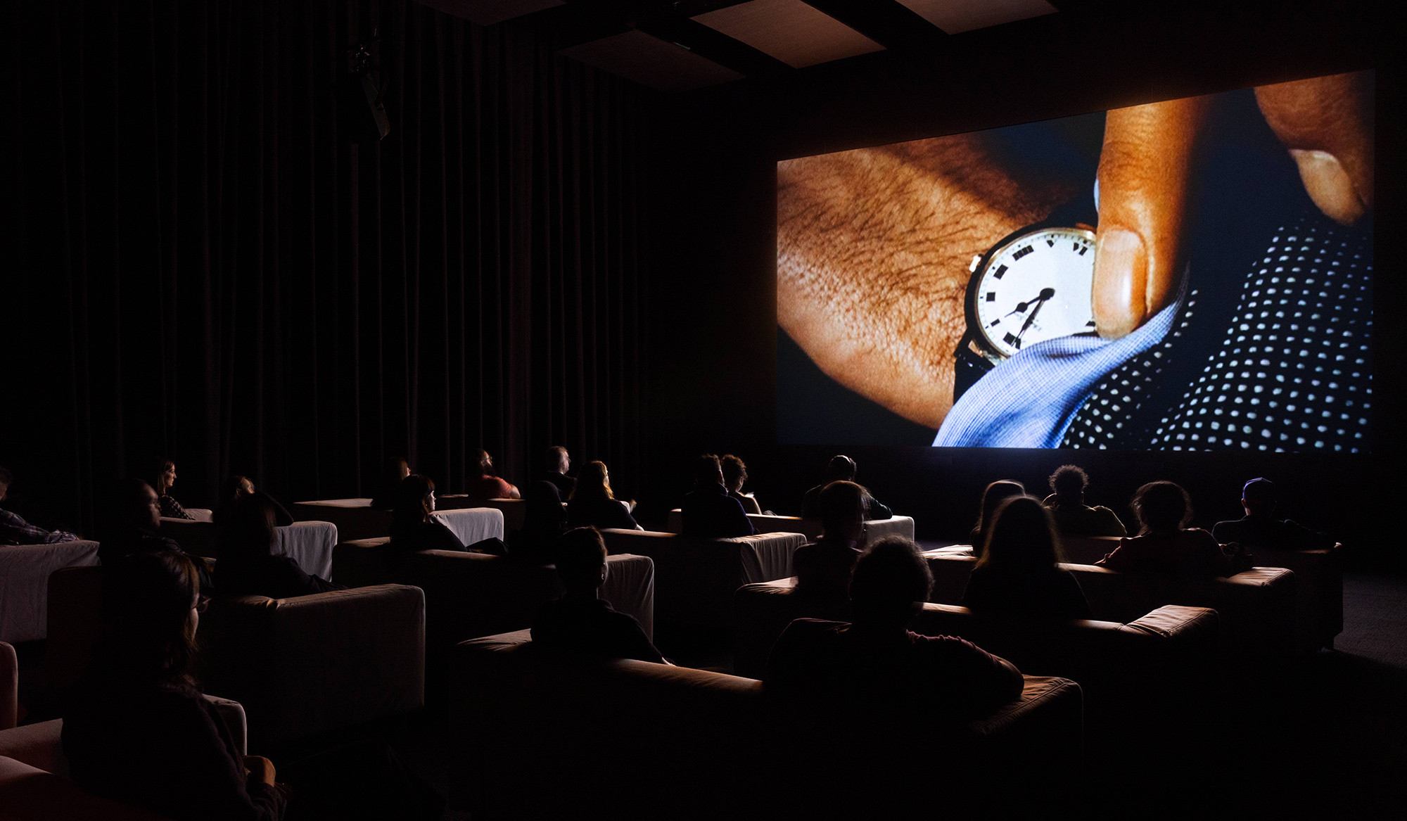 Installation view of Christian Marclay: The Clock, The Museum of Modern Art, New York, November 10, 2024–May 11, 2025. © 2025 Christian Marclay. Courtesy Paula Cooper Gallery and White Cube. Photo: Jonathan Dorado
