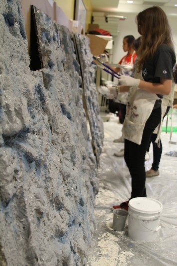 Building the "rock" walls for the final arcade space