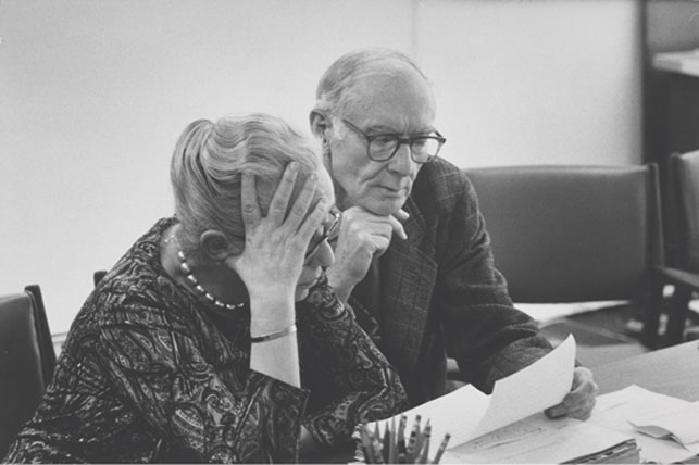 Margaret Scolari Barr with Alfred H. Barr, Jr., January 7, 1971. Photograph by Gjon Mili. Margaret Scolari Barr Papers, V.9*. The Museum of Modern Art Archives