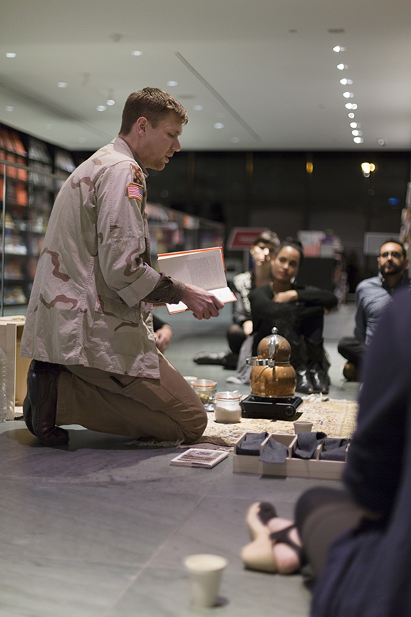 TEA, November 11, 2015 with artist Aaron Hughes at The Museum of Modern Art, New York. © 2015 The Museum of Modern Art. Photo: Beatriz Meseguer