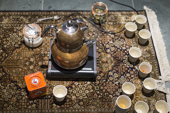TEA, November 11, 2015 with artist Aaron Hughes at The Museum of Modern Art, New York. © 2015 The Museum of Modern Art. Photo: Beatriz Meseguer