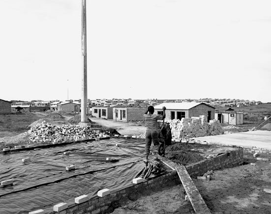 Man building his house