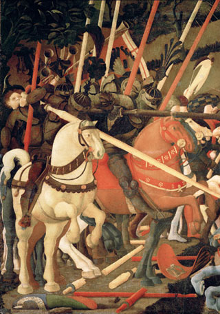 Detail from Battle of San Romano and Zapata on a black horse