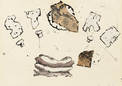 Store Poster, Torn Out Letters Newspaper Pie Cup Cakes and Hot Dog