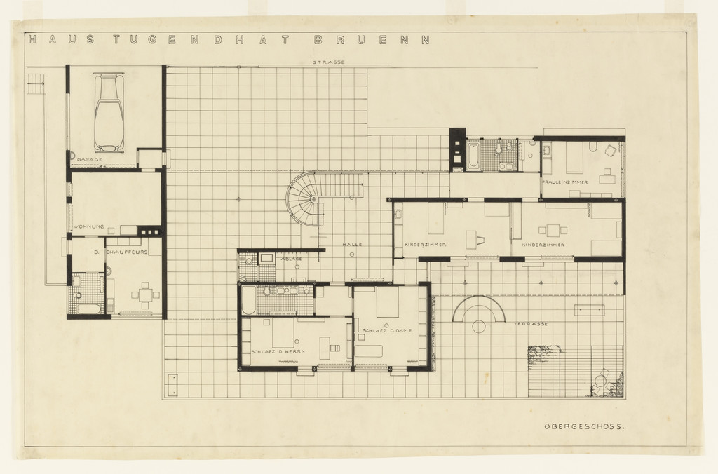 Tugendhat House, Brno, Czech Republic, Second floor plan