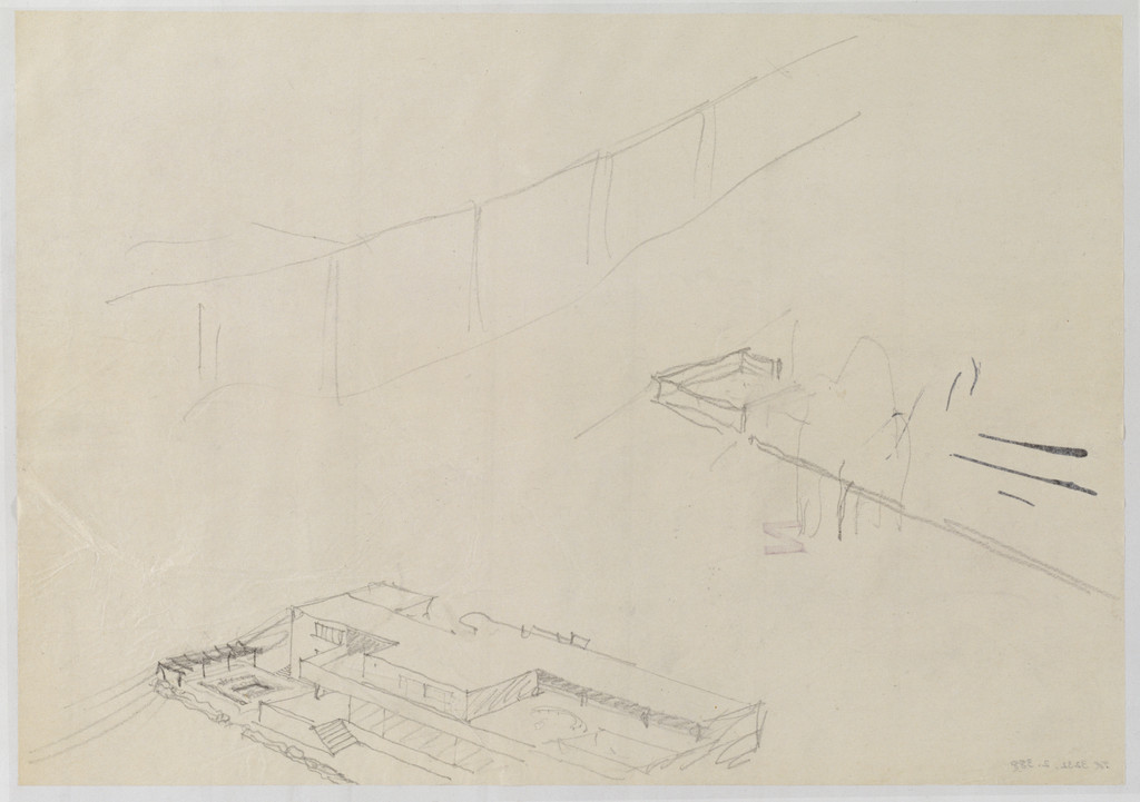 Tugendhat House, Brno, Czech Republic (Aerial perspective sketch)
