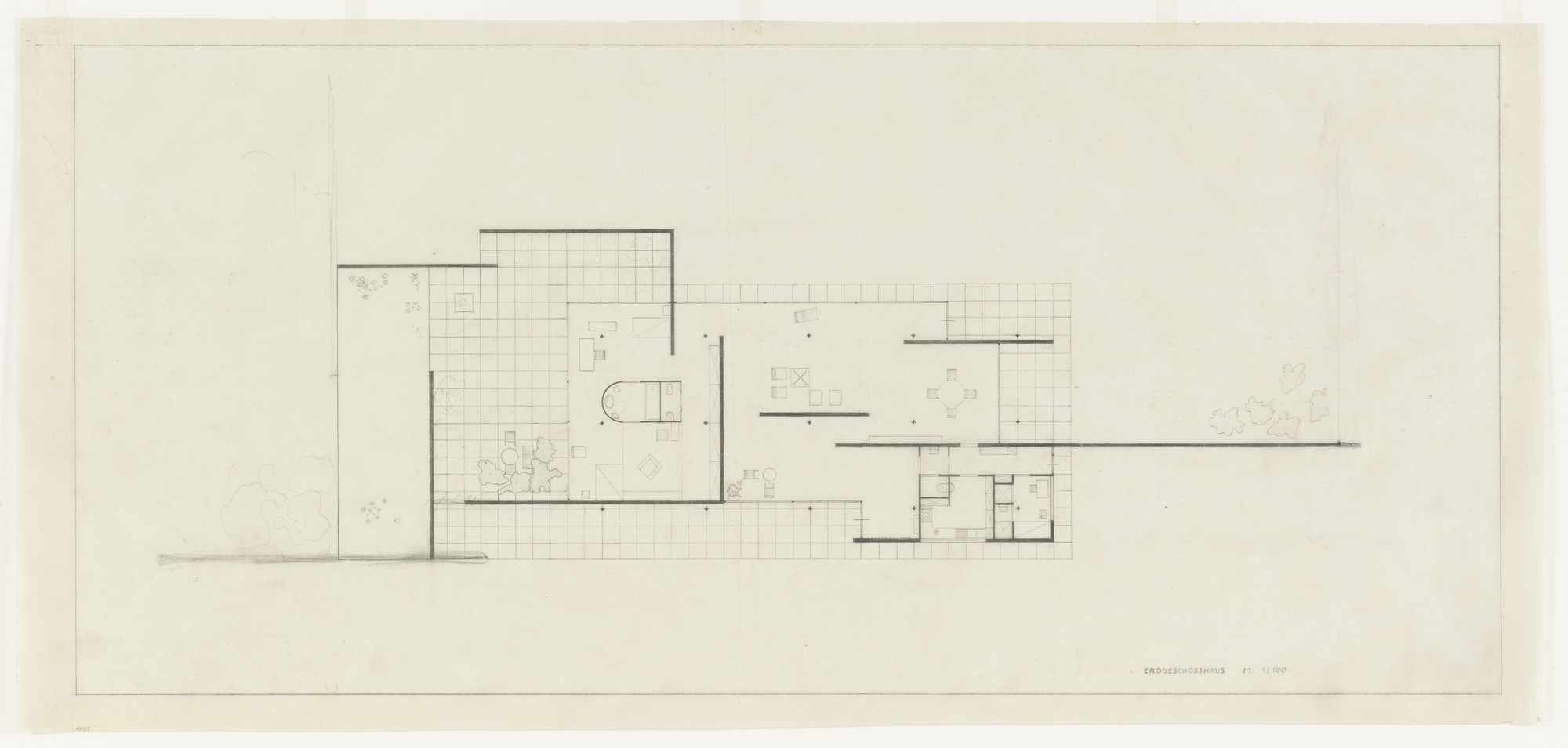 Knogle Motherland Rundt og rundt Ludwig Mies van der Rohe. Exhibition House, German Building Exhibition,  Berlin, Germany, (Ground-floor plan with furniture layout). 1930-31 | MoMA