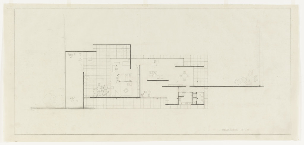Exhibition House, German Building Exhibition, Berlin, Germany, (Ground-floor plan with furniture layout)