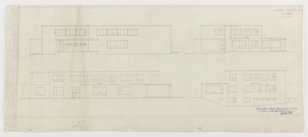 Josef Esters House, Krefeld, Germany, Four elevations with window measurements