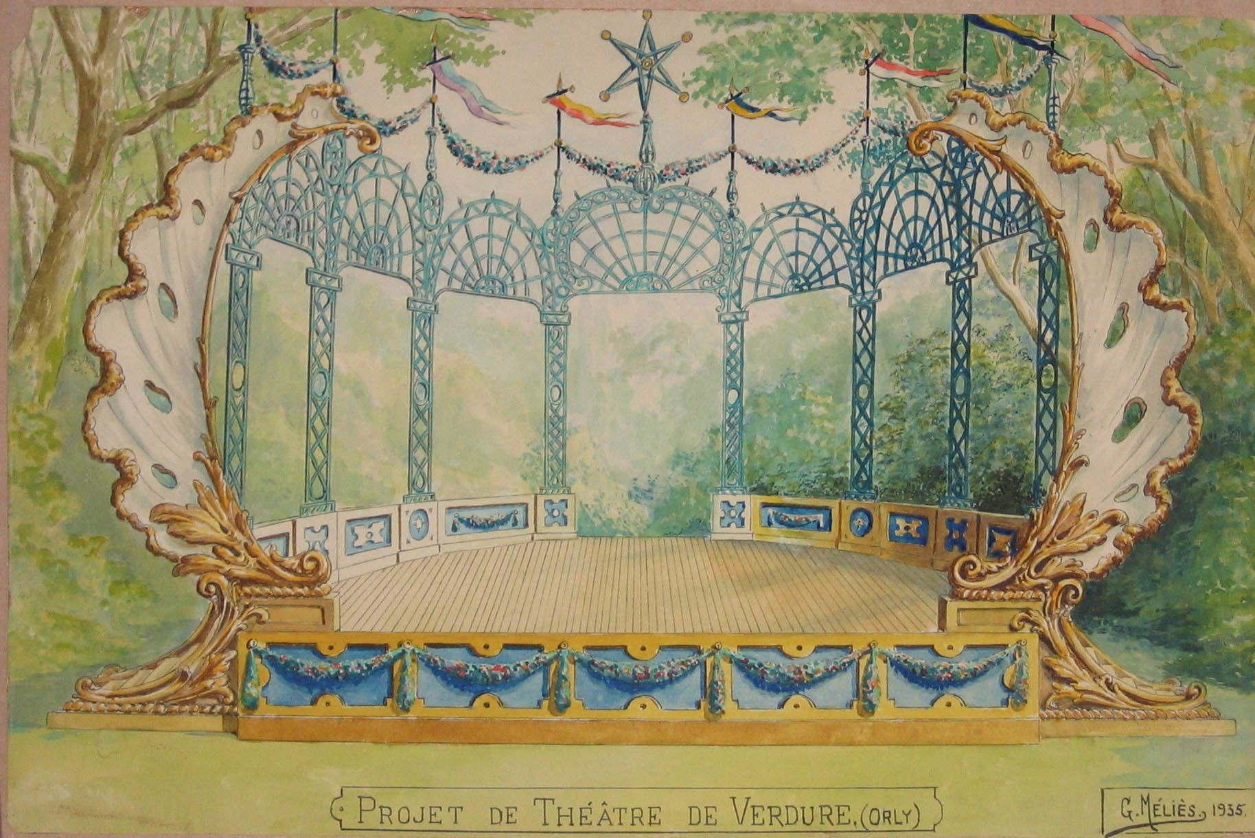 Georges Méliès. Project for Théâtre de Verdure, Orly. 1935