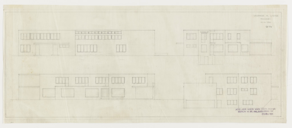 Hermann Lange House, Krefeld, Germany, Four elevations
