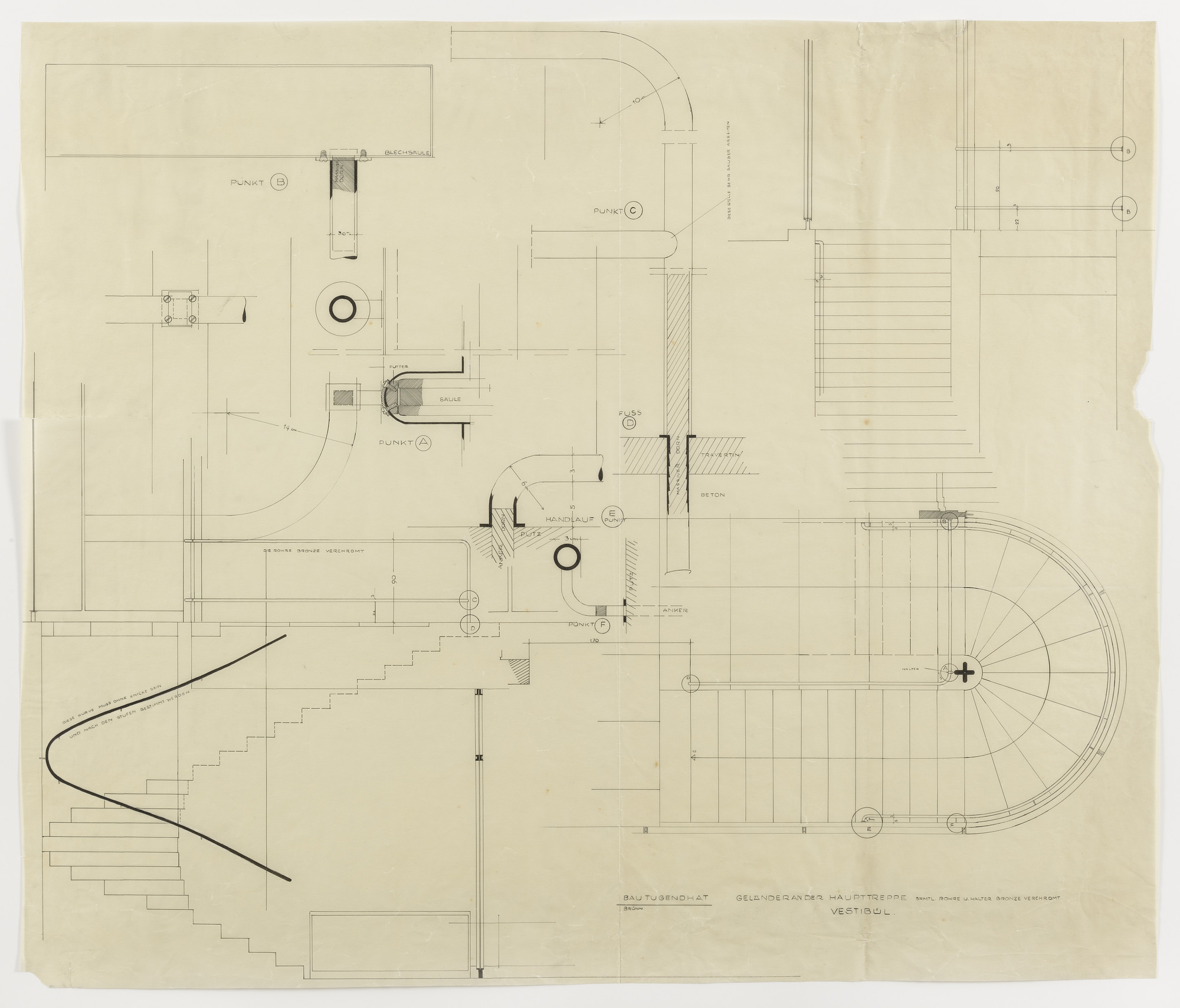 Ludwig Mies van der Rohe. Tugendhat House, Brno, Czech Republic
Plan, elevations, and sections