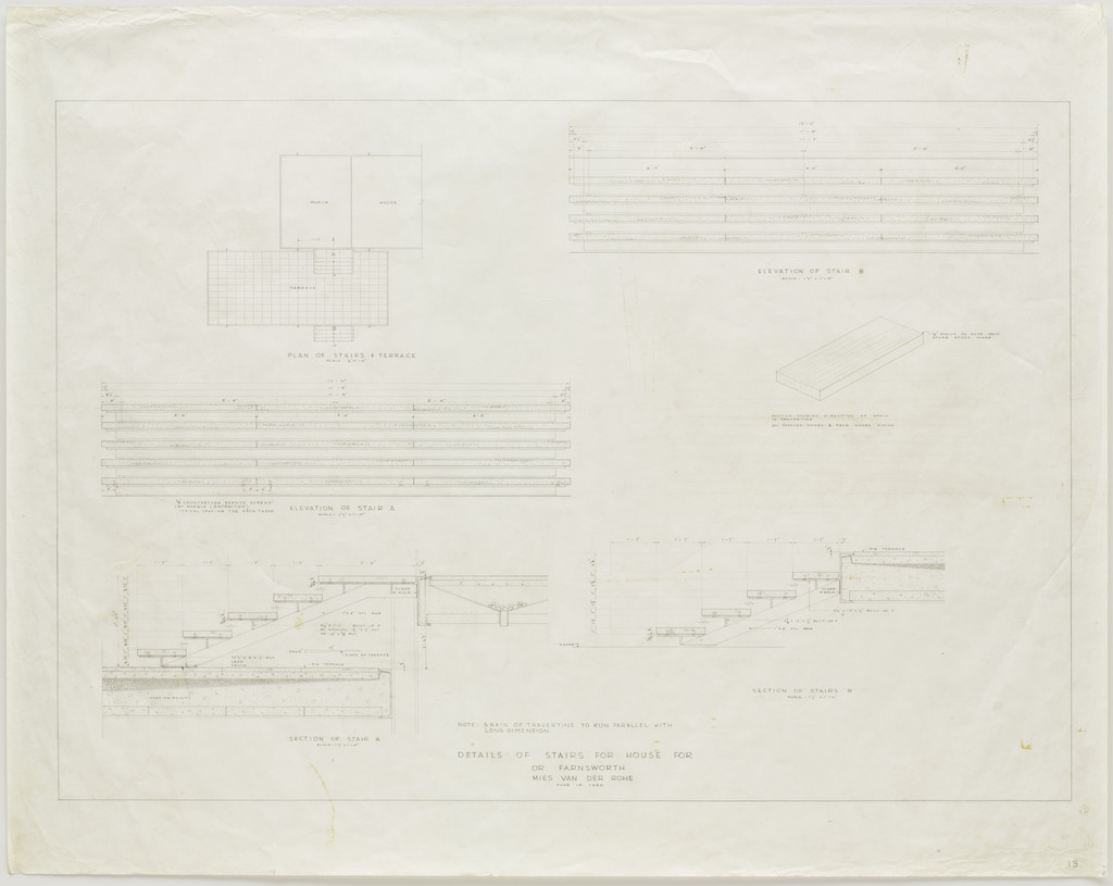 Farnsworth House, Plano, Illinois (Details of stairs)