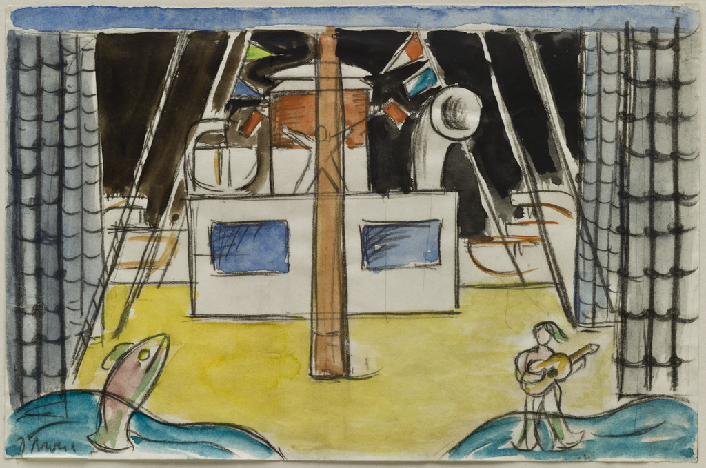 Set design for scene two of the ballet H.P. (Horsepower)