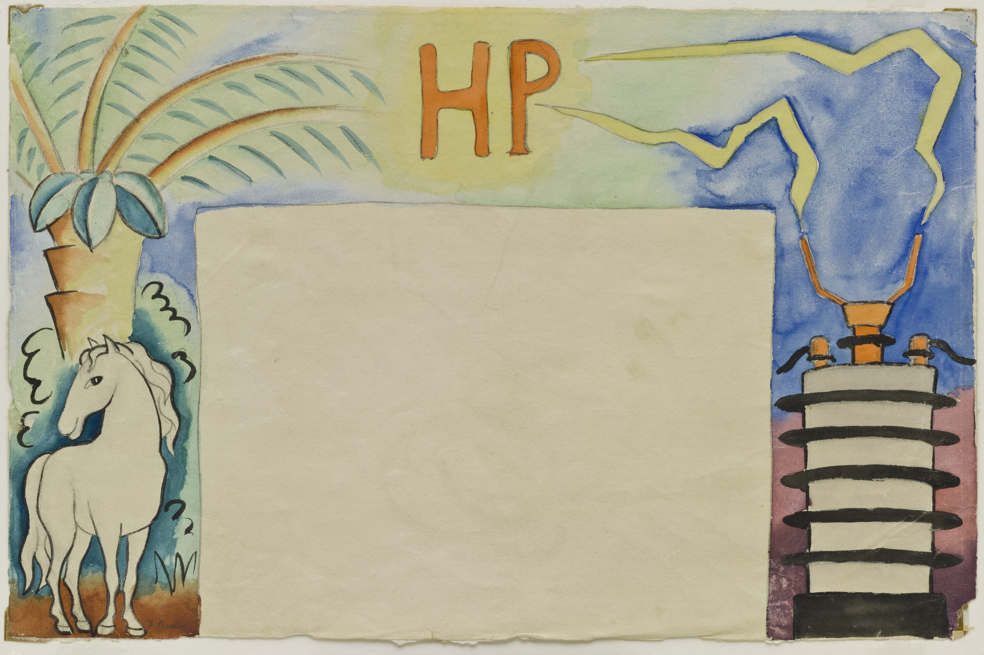 Diego Rivera. Study for backdrop for the ballet H.P. (Horsepower). c.1927–32