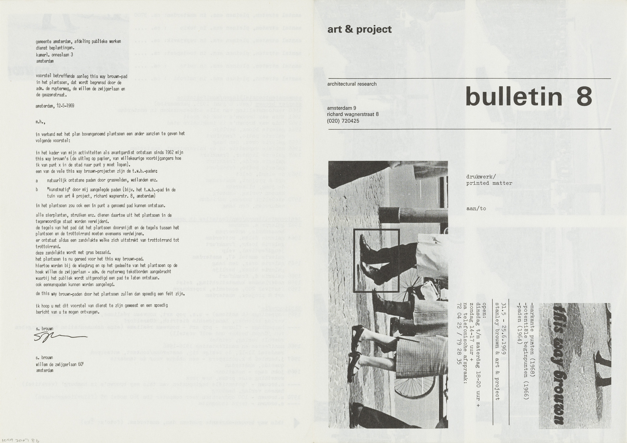 stanley brouwn. Art & Project Bulletin #8