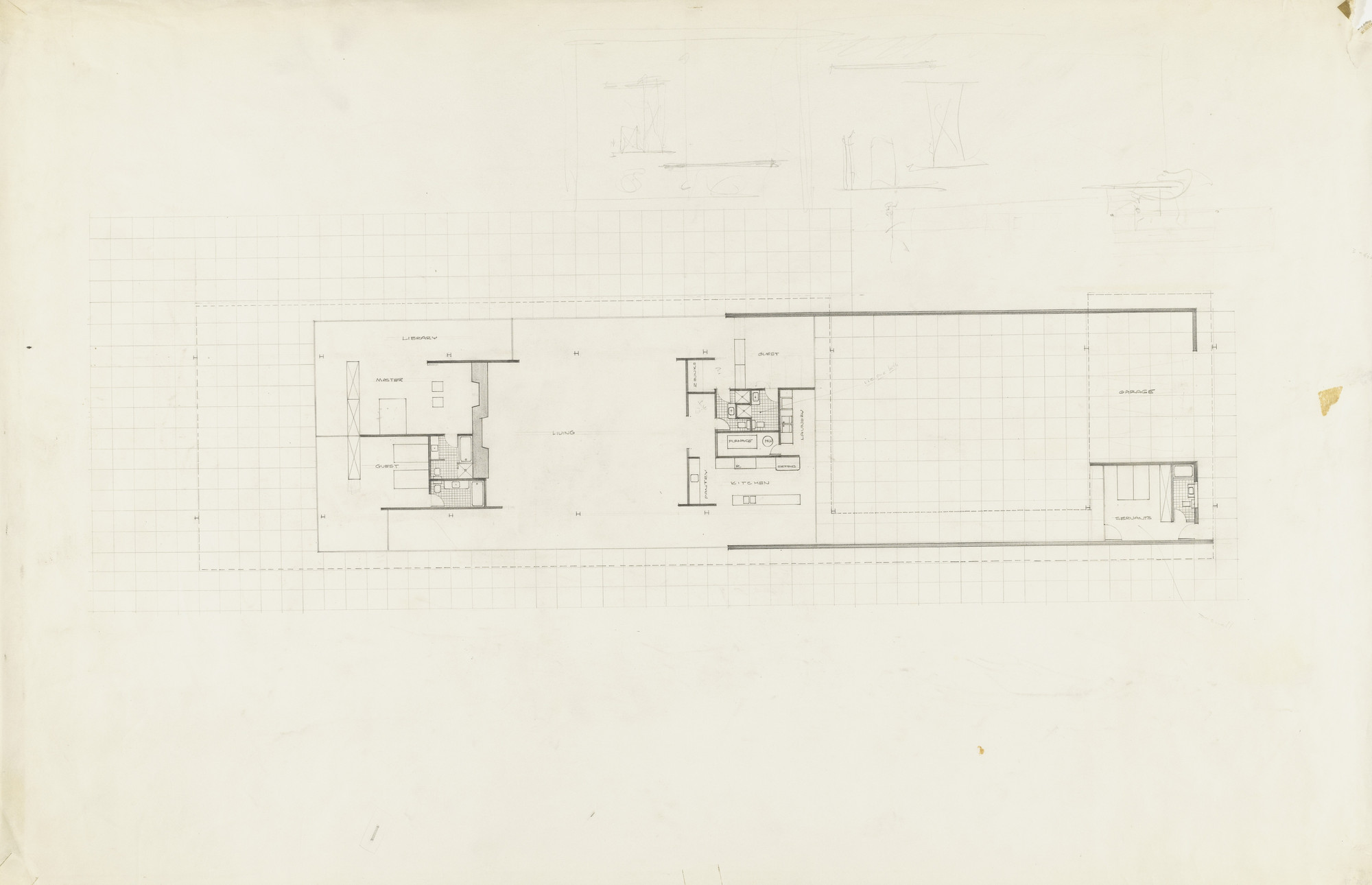 Ludwig Mies van der Rohe. Joseph Cantor House Project, Indianapolis,  Indiana, Floor plan. 1946-1947 | MoMA