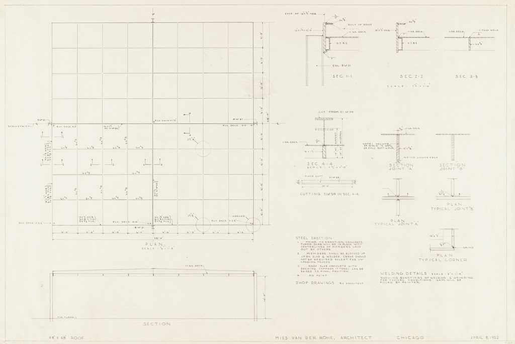 Fifty by Fifty Feet House Project, Plans and sections