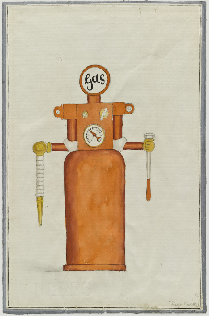 Gas Pump. Set design for the ballet H.P. (Horsepower) by Diego Rivera
