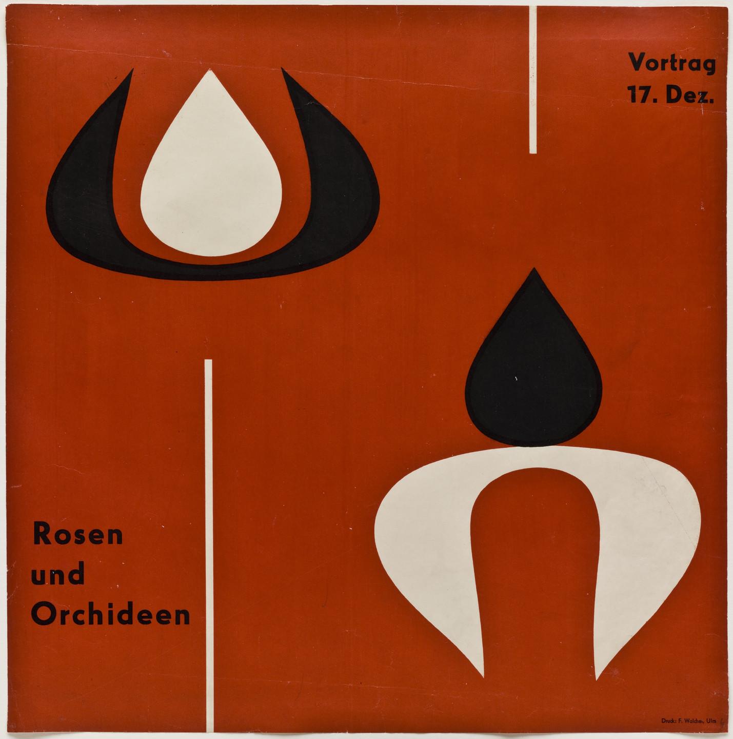 Otl Aicher (also known as Otto Aicher). Rosen und Orchideen / Vortrag 17. Dez. c. 1950