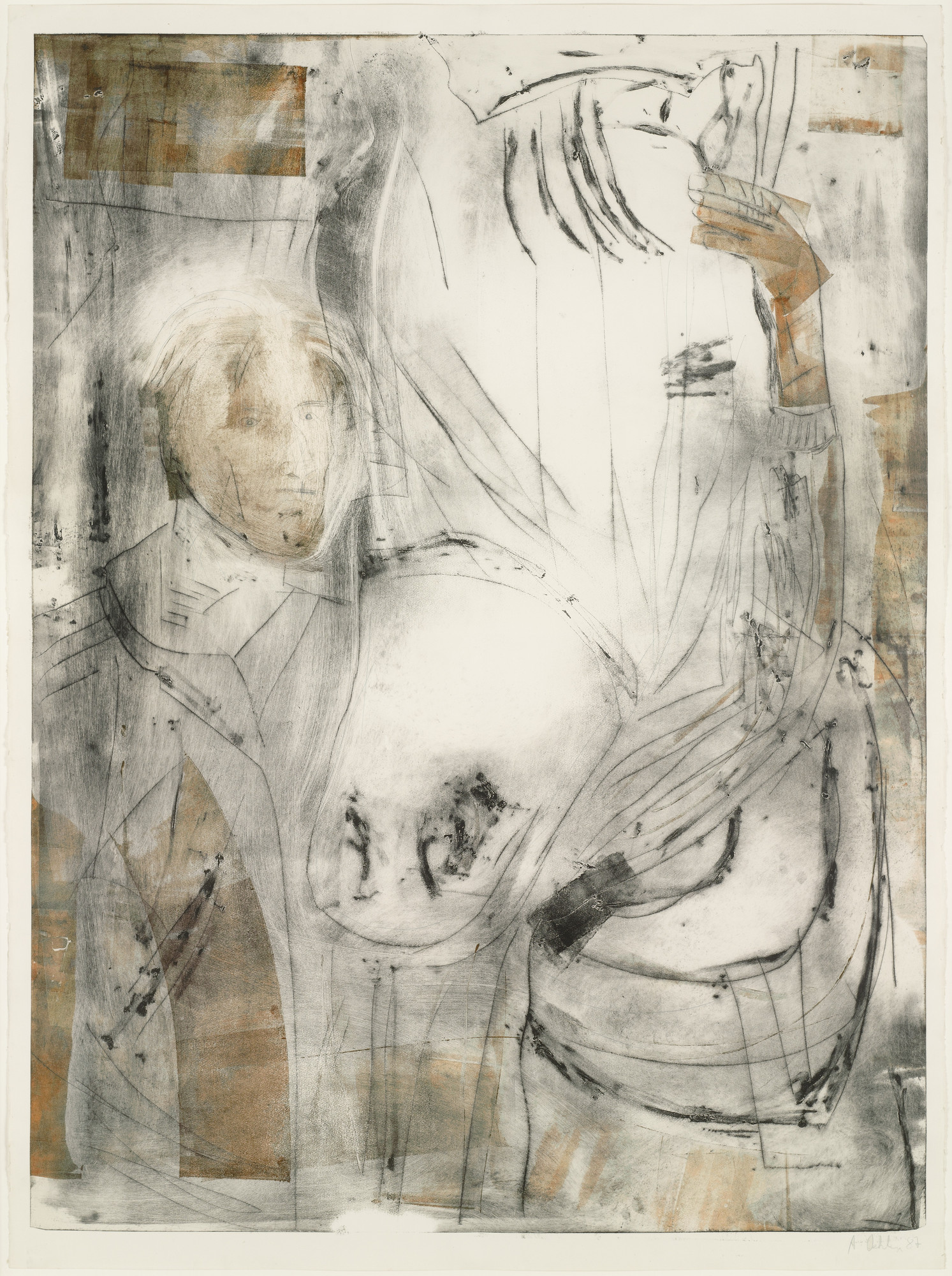 Albert Oehlen. Untitled (Albert himself with horse)