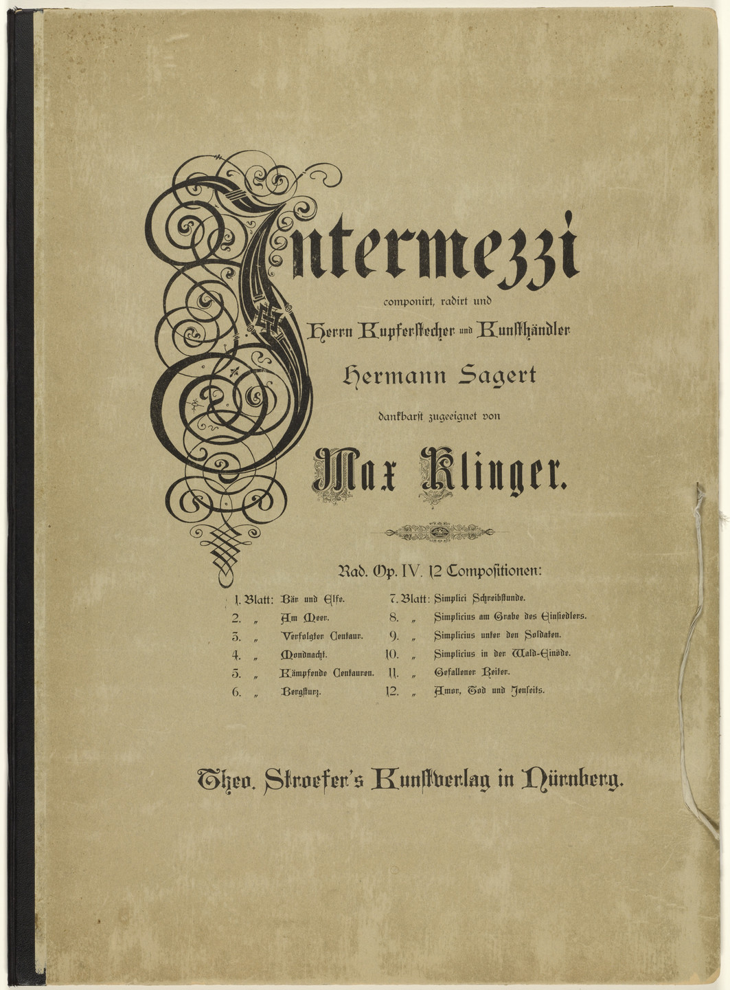Max Klinger. Intermezzi, Opus IV. 1879–81, published 1881