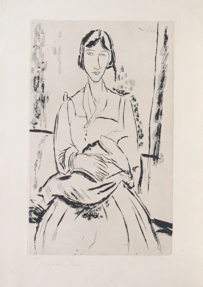 Jacques Villon. Italian Girl (L&#39;Italienne), After Modigliani. 1926