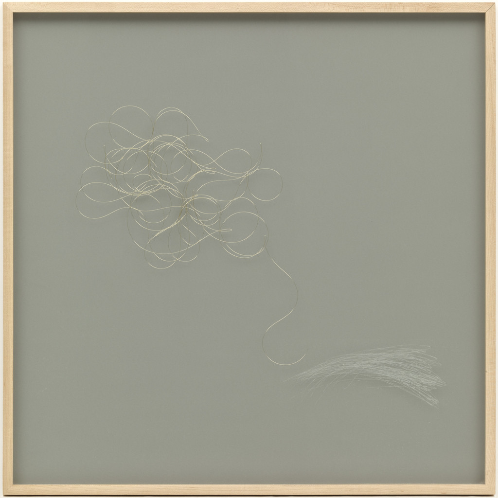 Engagement Ring Drawing (As Long as it Lasted), reclaimed gold engagement ring drawn into wire, scratches on glass made by a diamond