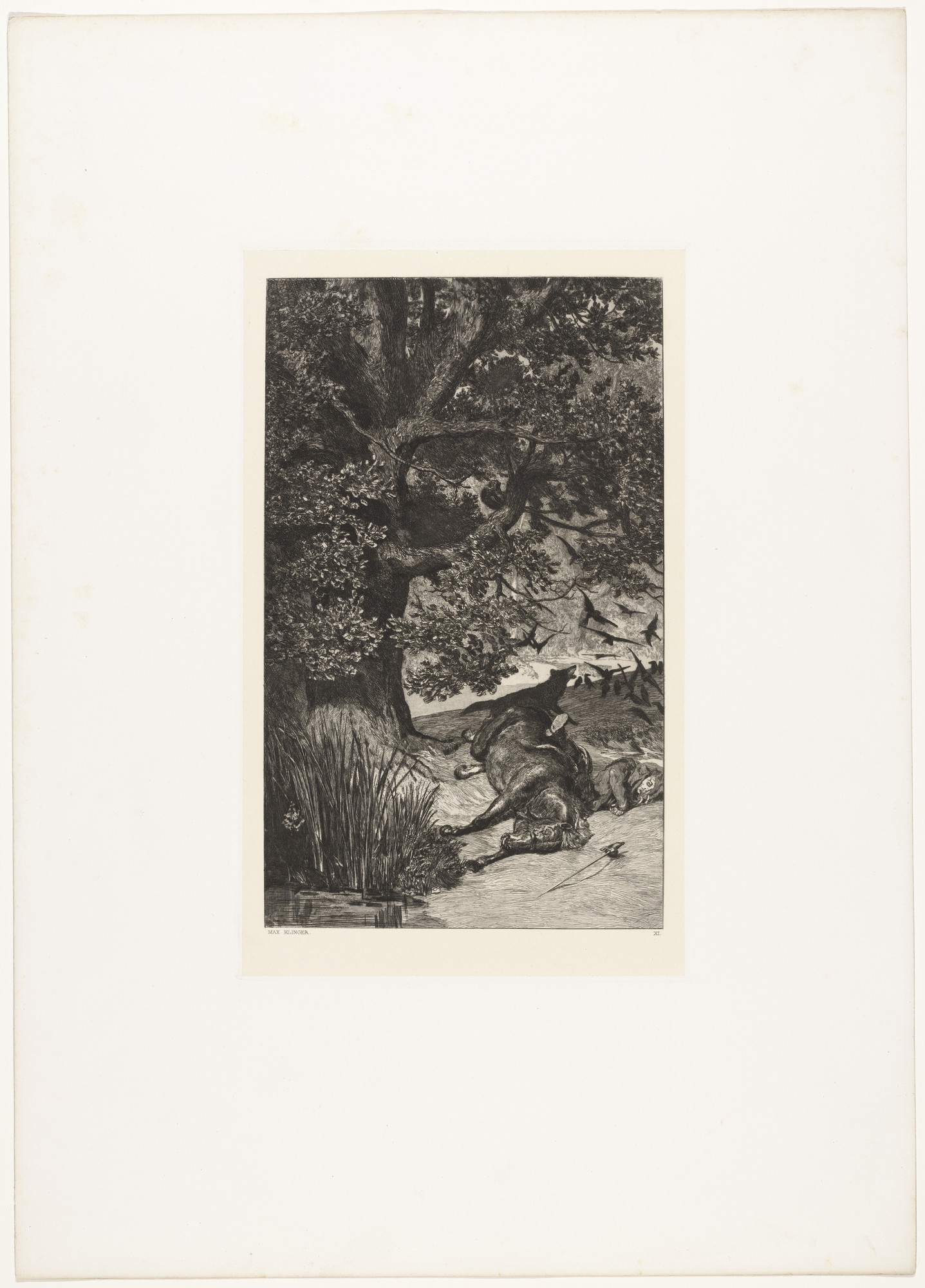 Max Klinger. Fallen Rider (Gefallener Reiter) from
