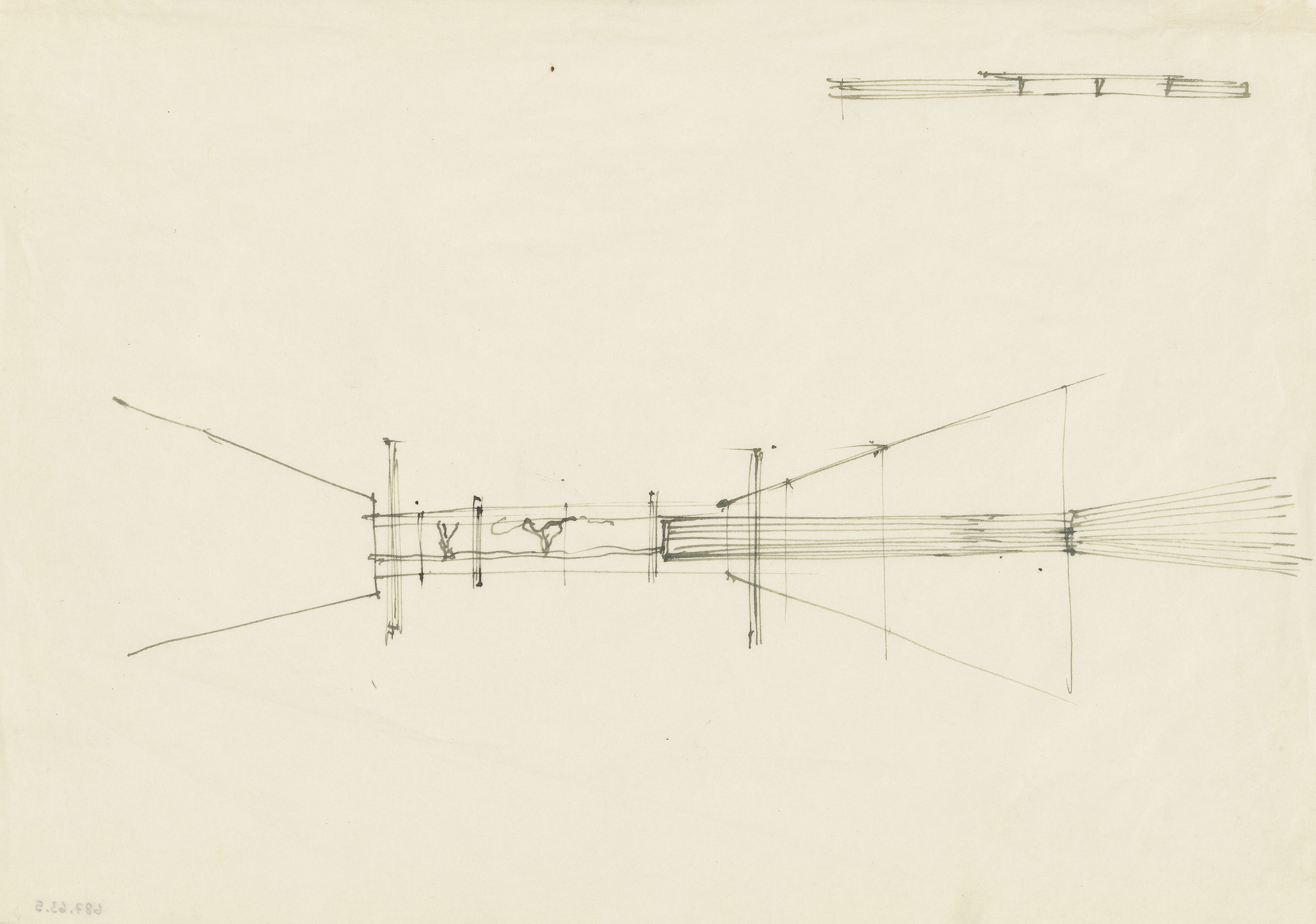 Ludwig Mies van der Rohe. Courthouse Interior:  Perspective Sketch