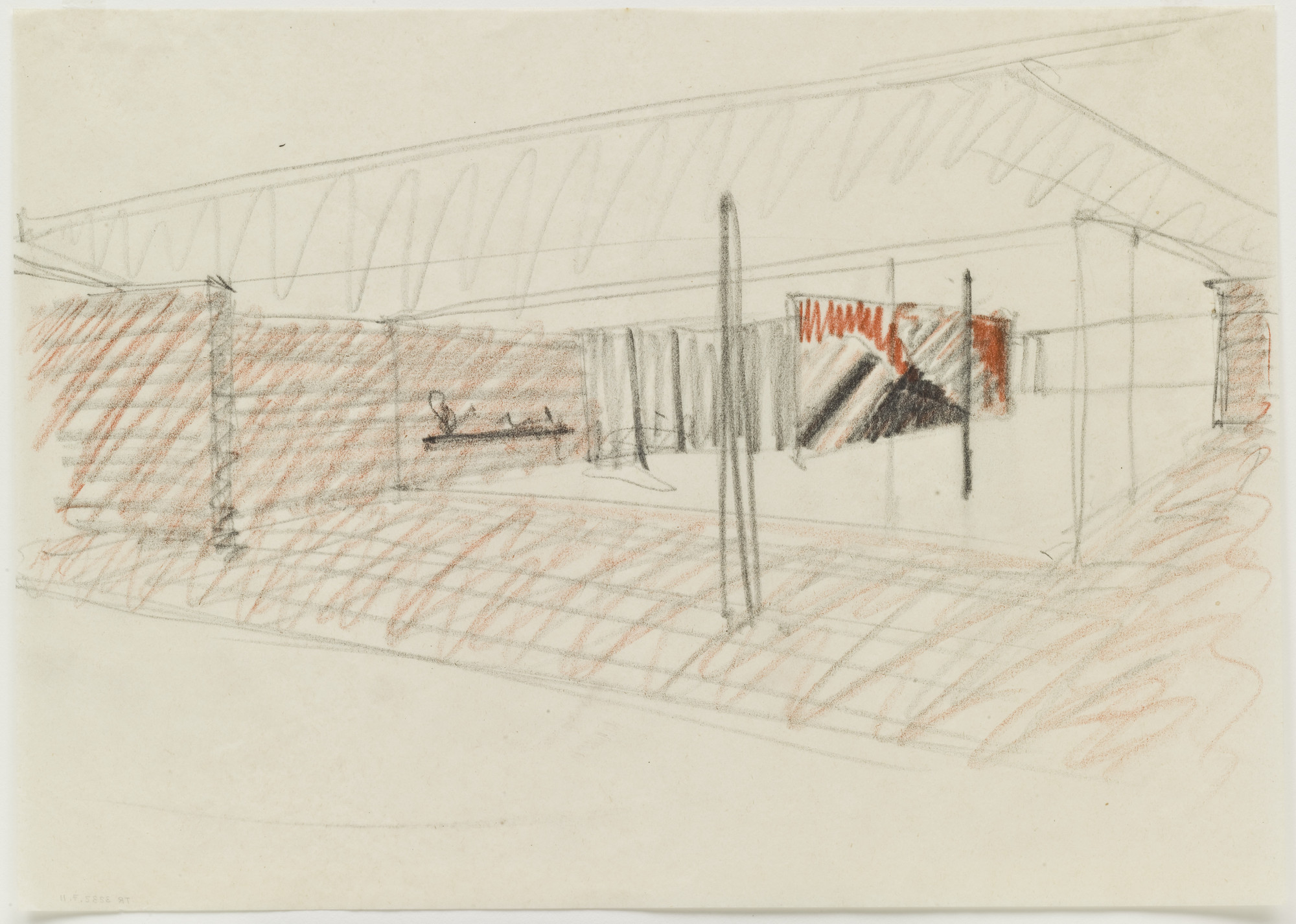 Ludwig Mies van der Rohe. Ulrich Lange House Project, Krefeld, Germany (Perspective sketch). 1935