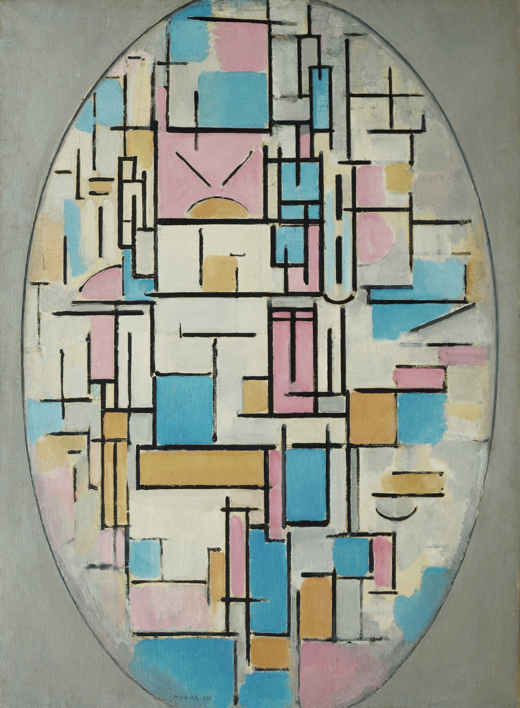 Piet Mondrian. Composition in Oval with Color Planes 1. 1914
