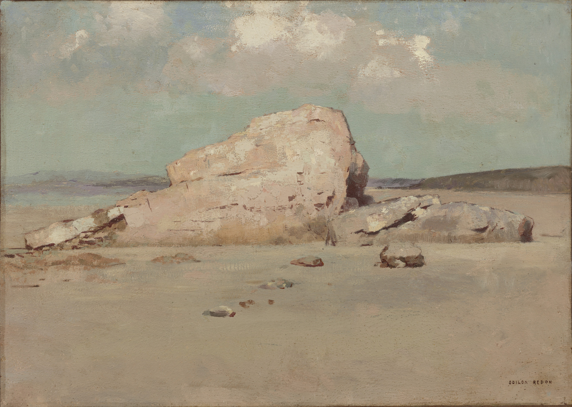 Odilon Redon. Rocks on the Beach. c. 1883