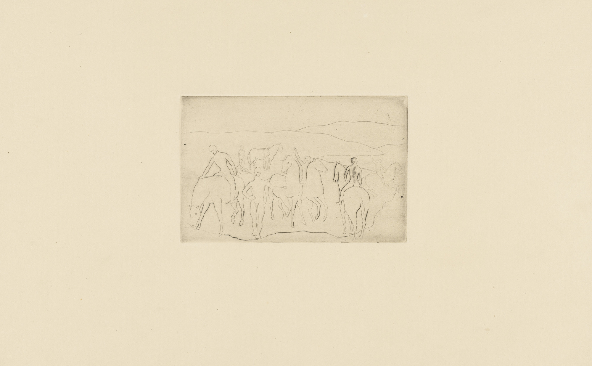 Pablo Picasso. The Watering Place (Horses Bathing) (L'Abreuvoir [Chevaux au bain]) from the Saltimbanques series