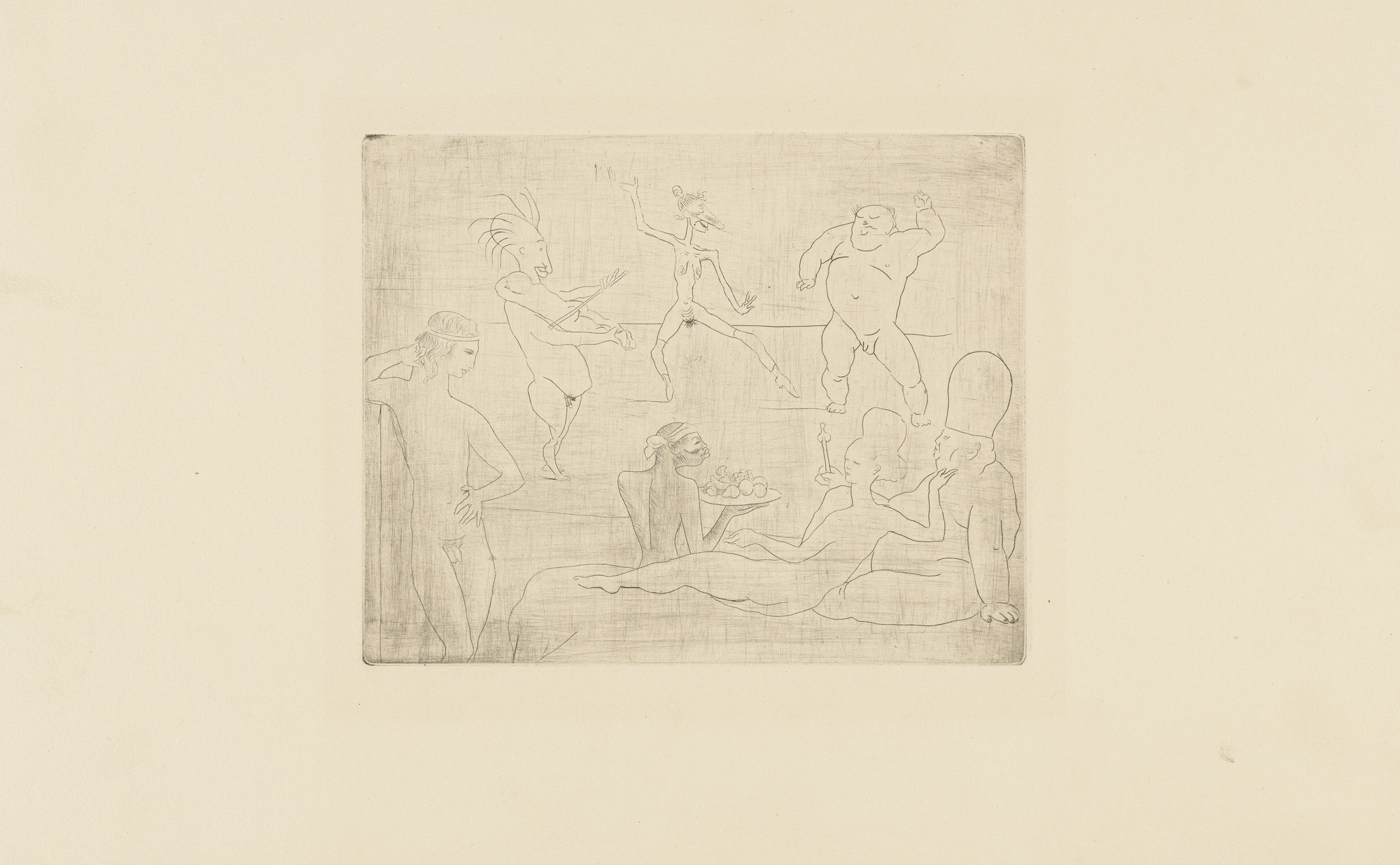 Pablo Picasso. The Barbarous Dance (in Front of Salomé and Hérode) (La Danse barbare [devant Salomé et Herode]) from the Saltimbanques series. 1905, published 1913