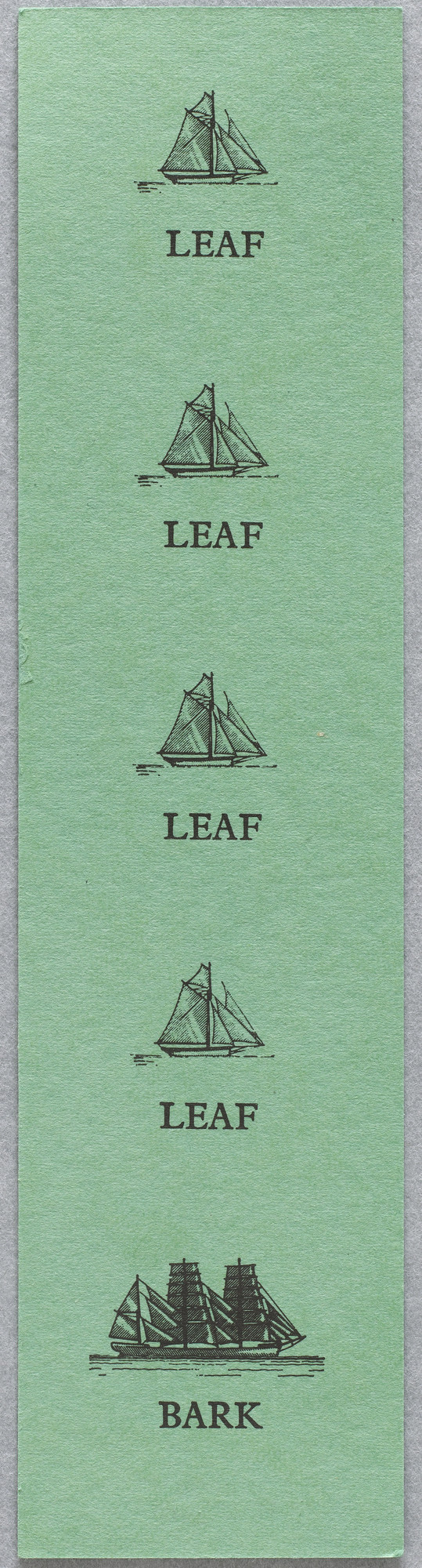 Ian Hamilton Finlay. Leaf/Bark Bookmark
