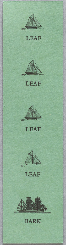 Leaf/Bark Bookmark, Ian Hamilton Finlay, 1978