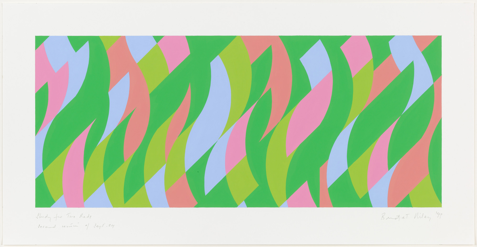 Bridget Riley. Study for Two Reds, Second Revision of Sept. 24.