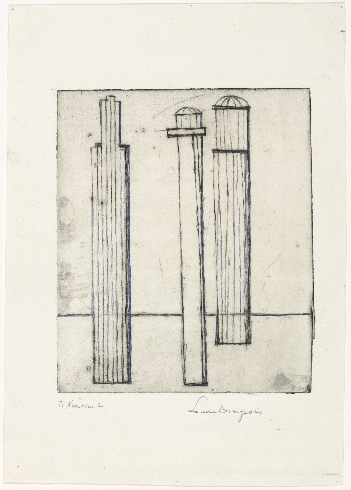 Louise Bourgeois. Plate 3 of 9, version 1 of 5, only state, from the illustrated book, He Disappeared into Complete Silence