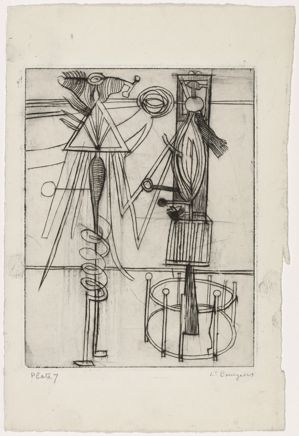 Louise Bourgeois. Plate 7 of 9, from the illustrated book, He Disappeared into Complete Silence. 1946-1947