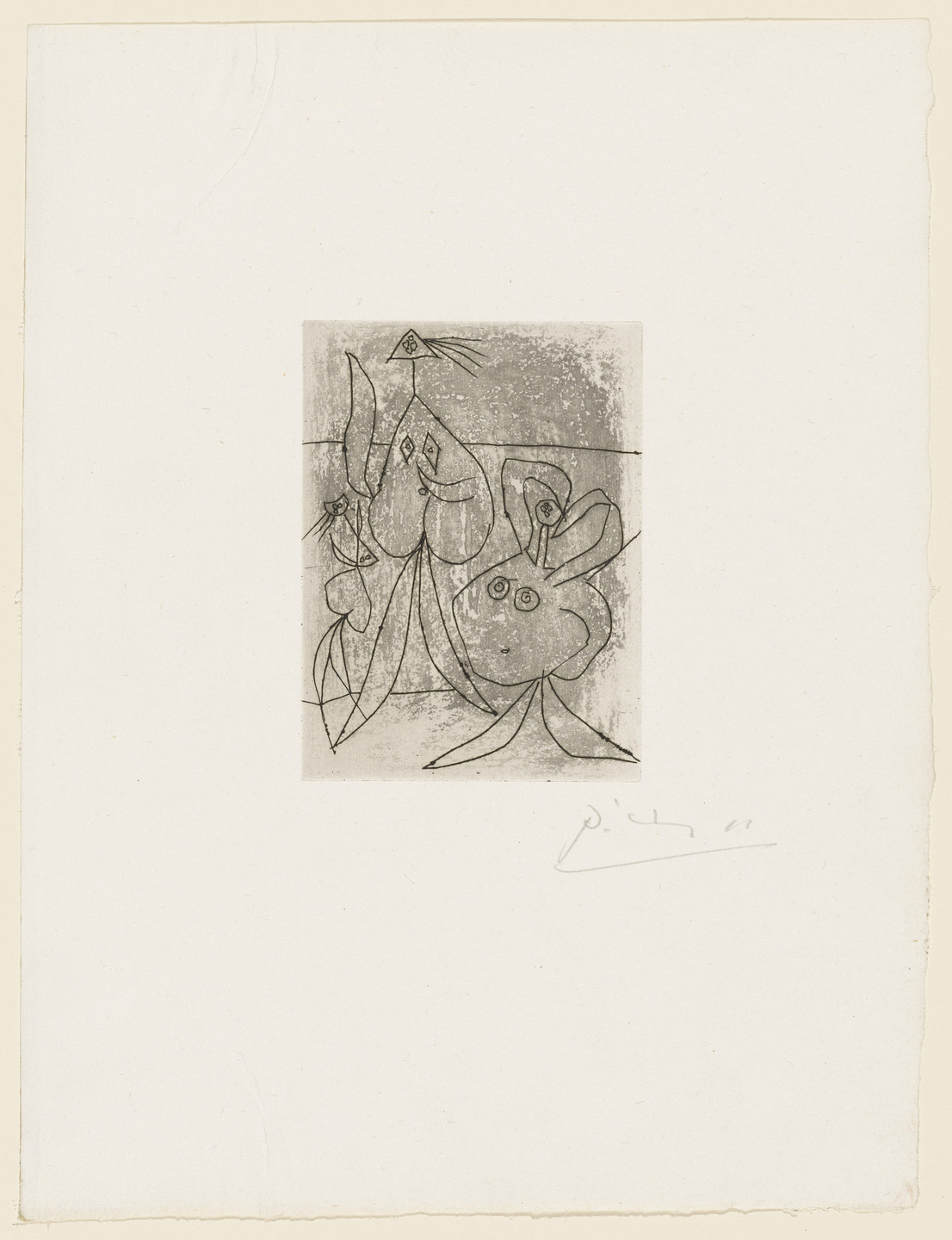 Pablo Picasso. On the Beach, Three Bathers (plate, folio 39) from 23 Gravures. 1932, published 1935