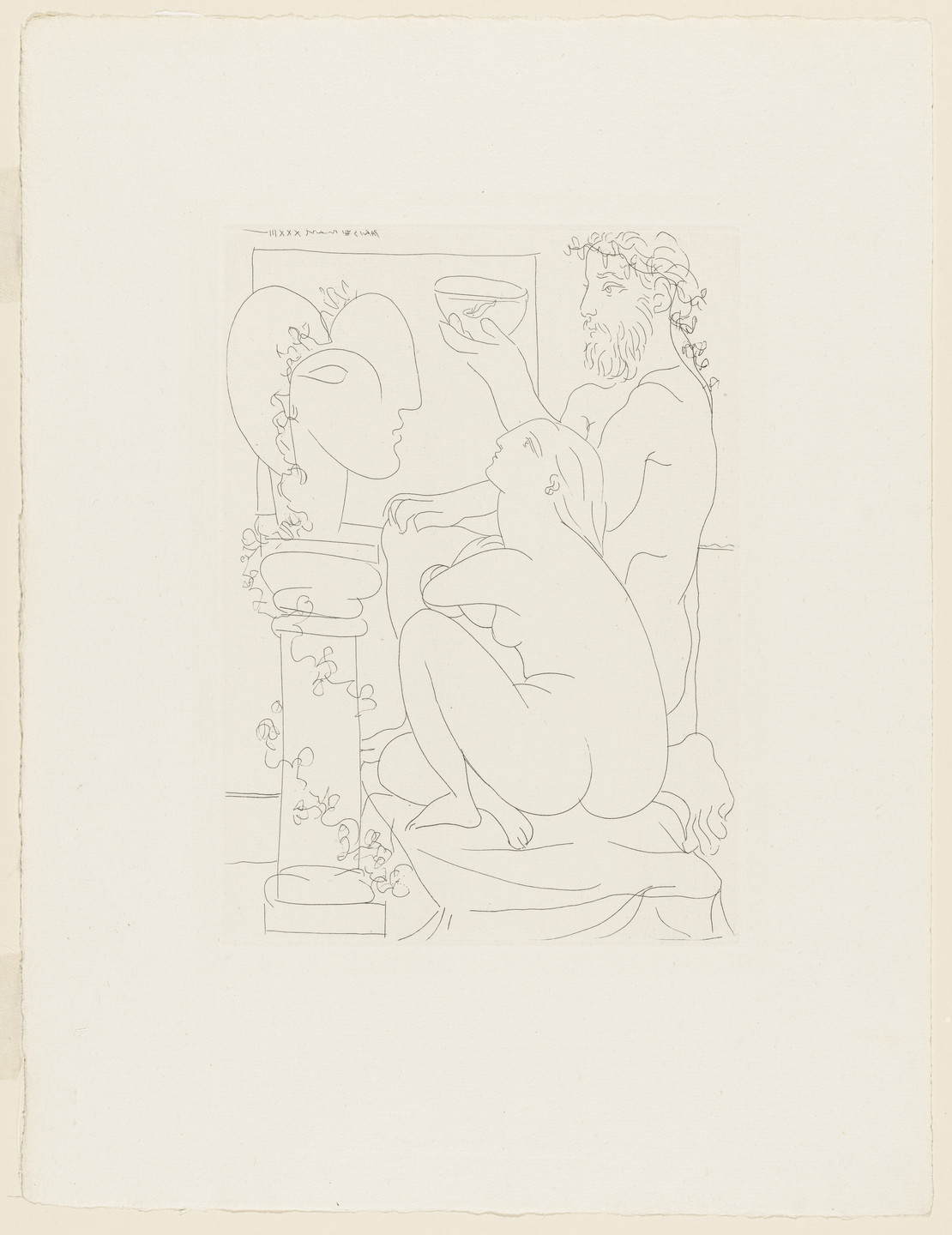 Pablo Picasso. Sculptor, Model, Sculpture, and Goldfish, (Sculpteur, modèle, sculpture et poisson rouge) from the) Vollard Suite (Suite Vollard). 1933, published 1939