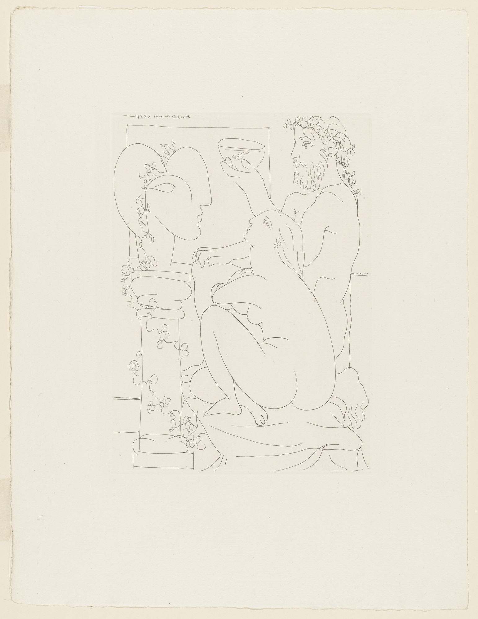 Pablo Picasso. Sculptor, Model, Sculpture, and Goldfish (Sculpteur, modèle, sculpture et poisson rouge) from the Vollard Suite (Suite Vollard)