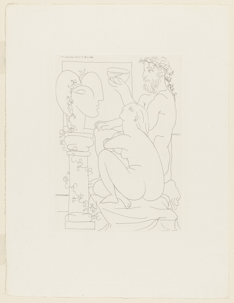 Sculptor, Model, Sculpture, and Goldfish, (Sculpteur, modèle, sculpture et poisson rouge) from the) Vollard Suite (Suite Vollard)