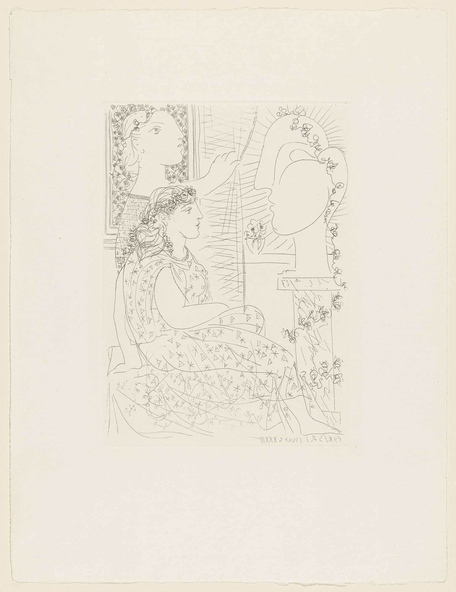 Pablo Picasso. Two Women Looking at a Sculpted Head (Deux femmes