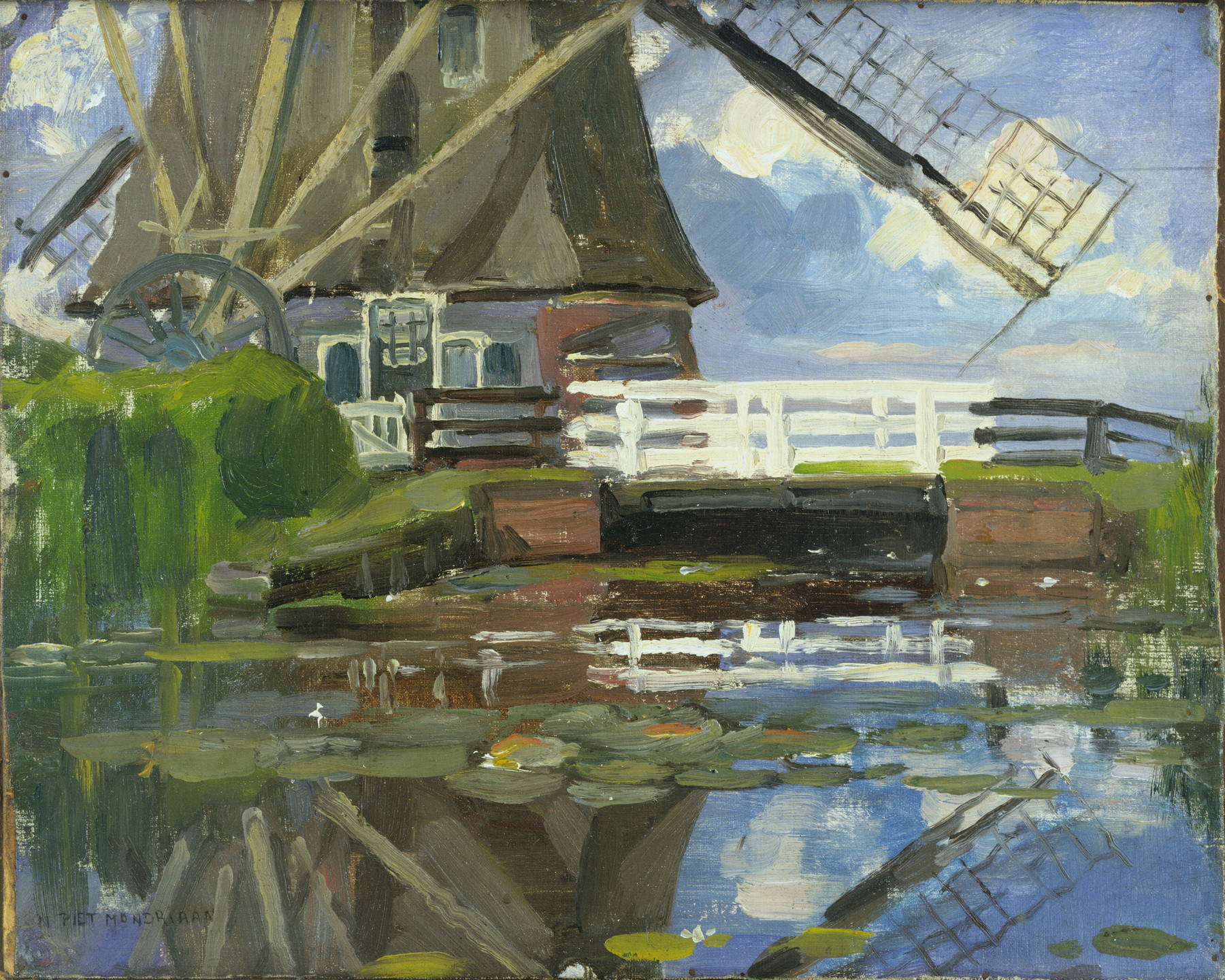 Piet Mondrian. Truncated View of the Broekzijder Mill on the Gein, Wings Facing West. c. 1902-03 or earlier